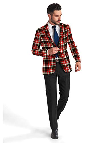 Men's Plaid Blazer 2 Button Lightweight Regular Fit Checked Plaid Suit Sport Coat Jacket Casual Daily Jacket Sport Coat3