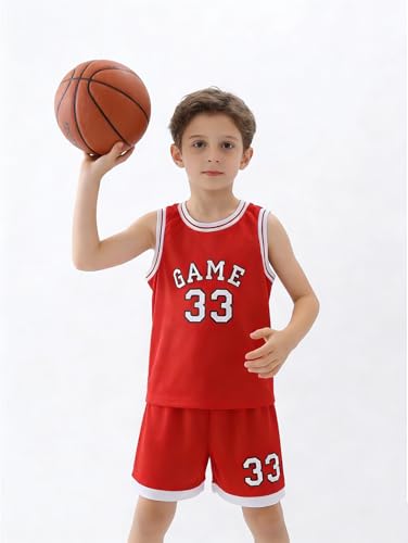 Image of Boys' Active Shorts Set 6 Pieces Athletic Jersey Tank Top and Basketball Shorts Set 4-12Y