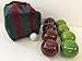 BuyBocceBalls Listing - Made in USA, Premium Quality Engraved Tournament Bocce Set, 998 Grams (2 lbs. 3.2 oz.). Various Bag Colors - 110mm Dark Red and Lime Green Balls, Nylon Bag