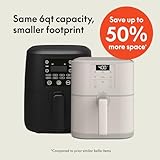 bella 6 Qt Slim Air Fryer, Fits-anywhere™ Kitchenware, EverGood™ Ceramic Nonstick Coating, Adjustable Temperature, 6 Preset Cooking Options, 60 Min Auto Shutoff w Audible Tone, 5lb Capacity, Oatmilk