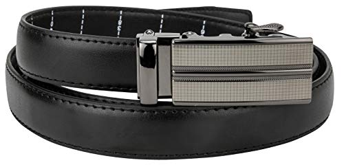 Leather Ratchet Belt for Women, Trim to Fit 18"- 44" Waist, Automatic Slide Buckle, No Holes, Gift Box (W712 Black 25mm width, Small)4