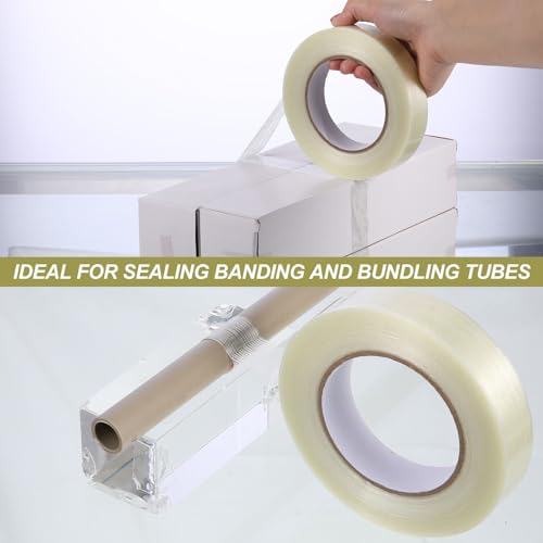 Image of Treela 80 Rolls 1 Inch x 60 Yards Filament Strapping Tape Transparent Reinforced Fiberglass 5.5 Mil Heavy Duty Packing Shipping Tape for Sealing Binding Fixing