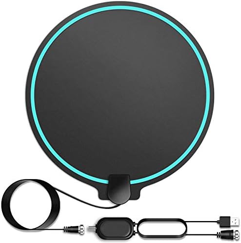 Digital HDTV Antenna Long Range 380 Miles Indoor Amplified Signal Booster Support 4K 1080P UHF VHF FM Local Channels with 13.4ft Coax Cable and USB Power Adapter