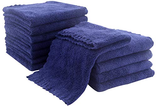 Image of Spotted Play 12 Pack Baby Washcloths - Extra Absorbent and Soft Wash Clothes for Newborns, Infants and Toddlers - Suitable for Baby Skin and New Born - Microfiber Coral Fleece 12x12 Inches, Navy Blue
