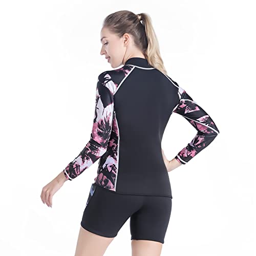 Layatone Wetsuit Top Men Women 3Mm Neoprene Jacket Surfing Canoeing Scuba Diving Suits Tops Adults Diving Jacket Wet Suit Women Men Wesuits (Pink-Neoprene Sleeves,M) #TOP5