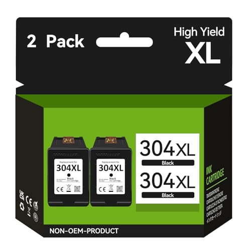 SUNPRINTZ Tinta 304XL Negro Remanufacturado para HP 304, Cartuchos 304 Negro para HP Envy 5010 5020 5030 5032 5530 Deskjet 2620 2630 2632 2633 2622 3700 3720 3730 3750 3760 3762 3764 3735 (2 Negro)