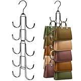 Upgraded Purse Organizer for Closet: This upgraded purse organizer has ten hooks, and each can hold more than ten kinds of purses or bags, such as long or short, wide widths, or narrow. This purse organizer for closet can make your closet clean and o...