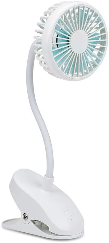 PRAVETTE USB Stroller Fan Clip on,Flexible Bendable Mini Personal Desk Electric Fans with 2000mAh Rechargeable Battery Operated for Office,Carseat,Bedside,Camping,Travel (White)