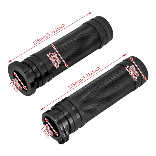 HDBUBALUS Motorcycle 1" 25mm Black Aluminum CNC Handle Bars Hand Grips Fit for Harley Sportster Touring Dyna Softail Custom - Thumbnail 6