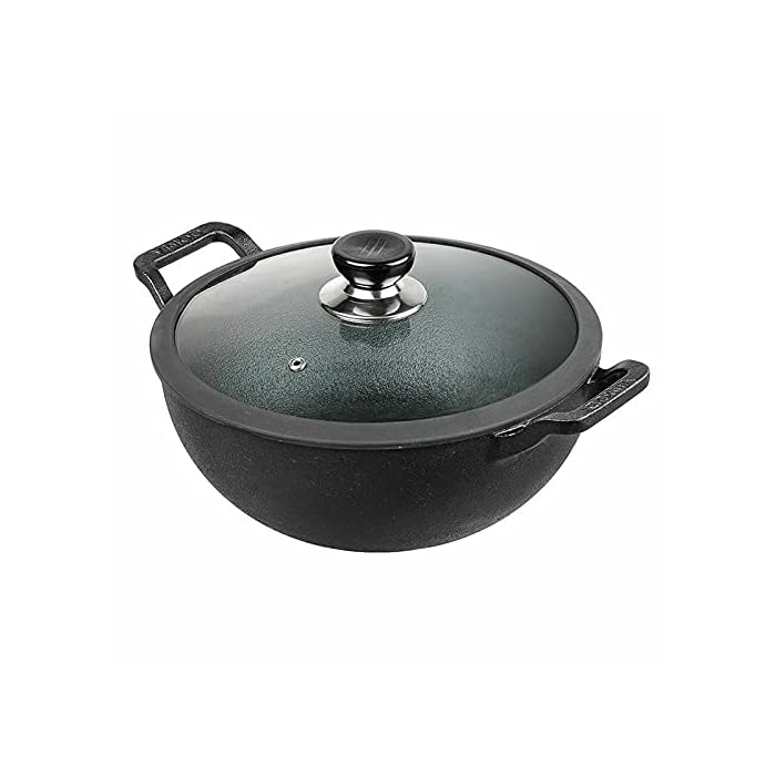 Buy Vinod Legacy Non Stick Induction Hob Wok with Lid Deep Stir Cast