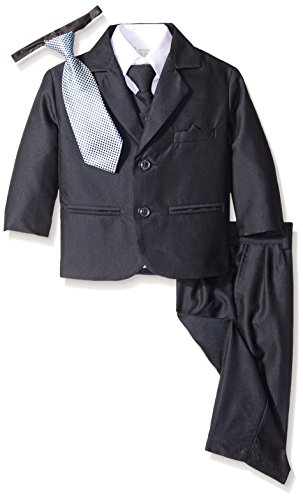 Boy's 2-Button Herringbone Suit with Vest and 2 Ties - Navy M (6 - 12 Months)