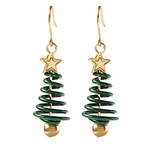 Preisvergleich Produktbild Handgemachte Weihnachtsbaum Ohrringe Baum Baumeln Haken Weihnachten Ohrringe Urlaub Party Ohrringe Kleine Niedliche Weihnachten Kostüm Schmuck für Frauen Mädchen (Grün)