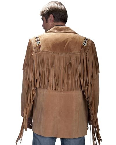 Scully Men's Bone Beaded Fringe Leather Jacket - 902-4092