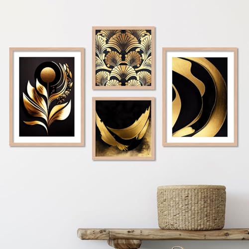 Image of kotart Minimal Colorful Abstract Modern Art Wall Painting with Frame for Living Room Bedroom Hall Office - Framed Painting for Wall Decoration - Wall Decor for Home - Pack of 4 (Art 2, Big (13x17 or 13x13 inch))