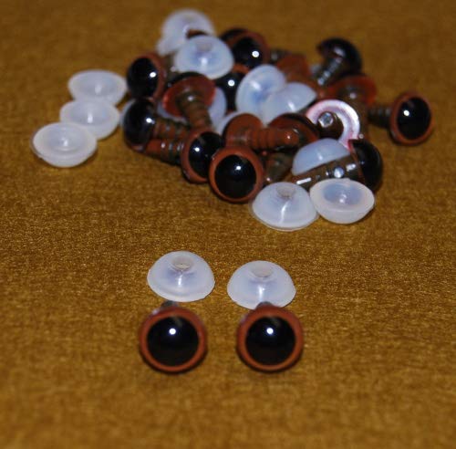 celloexpressPack of 10 Pairs - Brown Eyes with Plastic Backs - 8mm - Safety Eyes for Soft Toy or Teddy Bear Making