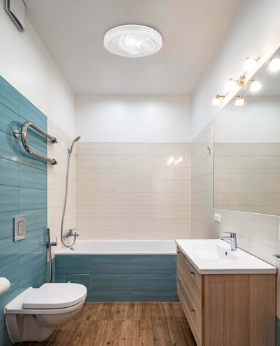 Ventilador de extracción para baño Akicon con luz LED, ultra silencioso de 80 CFM y 2,0 sones, luz LED ajustable (3000K/4000K/5000K), color blanco satinado miniatura 2