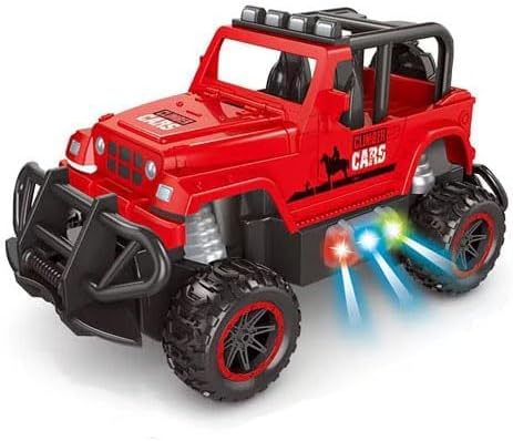 1:20 RC Off-Road Cross-Country Car with Spray & LED Lights | 5-Function Remote Control Jeep & Pickup Truck Toy with USB Charging, 3.7V Battery, Cool Smoke Sprays (Multicolor)