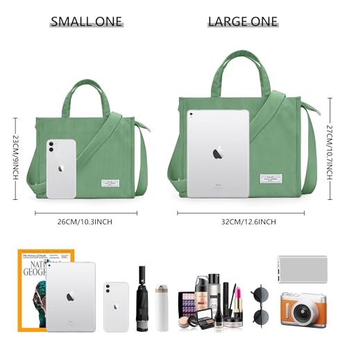 Image of KALIDI Corduroy Tote Bag with Zip, Crossbody Bag Hobo Handbag Shoulder Bag for Women and Girls