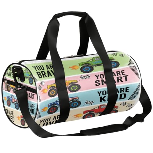 Bolsa de viaje para fin de semana espaciosa con estampado de Monster Truck para deporte