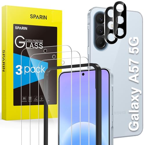 SPARIN 3+2 Pièces Verre Trempé pour Samsung Galaxy A57 5G, 3 Protecteurs d'écran et 2 Caméra Protection écran pour Samsung A57, Vitre Protection avec...