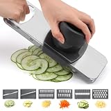 Oderra Mandolina de Cocina Multifuncional de Acero Inoxidable con 6 Cuchillas – Rallador y Cortador de Verduras con Protector de Seguridad para Frutas y Verduras
