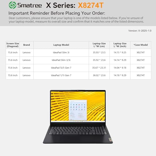 Image of Smatree Hard EVA Protective Sleeve Compatible for 15.6 inch Lenovo IdeaPad 1 /1i /5i /5 Gen 7, for Lenovo IdeaPad Slim 3 /3i Case, Waterproof and Anti-Shock Laptop Case, White (X8274TW)