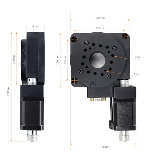 cnctopbaos electric rotating machine100mm bearing scale optical rotating platform motorized rotation stage360 precision worm gear rotary table reduction ratio 1180 load 99lb 45kg ra100