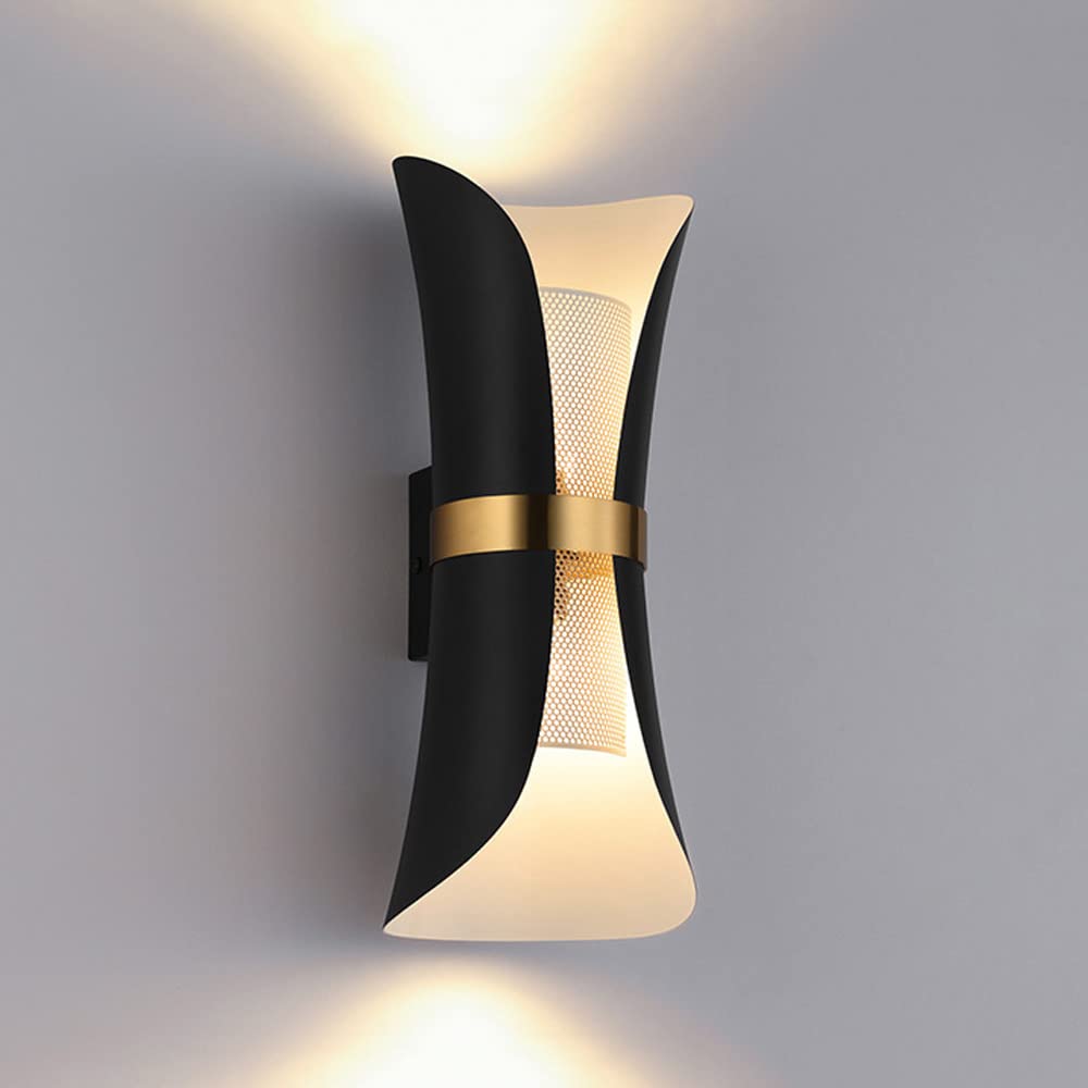 SXECAEPS Modern Wall Sconce Light Fixture Up Down Lamp, Industrial Lighting with Mesh Shade Indoor Sconces Lamps for Living Room Bedroom Bedside Hallway Corridor