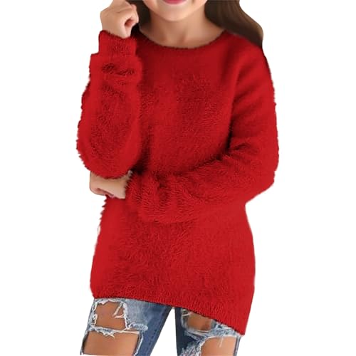 Girls Cute Hoodies Long Sweaters Flannel Fluffy Fuzzy Loose Cozy Pullover Kids Chunky Warm Jumper Fall Winter Sweater