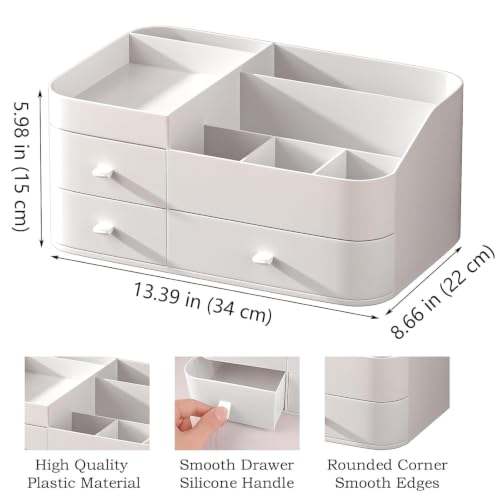 Image of ROKTRY Large Organizer with Drawers for Vanity, Bathroom Counter Organizer for Cosmetics & Skincare, Plastic Makeup Storage Box with Compartments, Vanity Organizer for Accessories