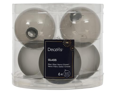 6er Set Glas Weihnachtskugeln Mattgrau 6cm - Moderne Deko für...