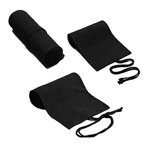 Vogueingtool Canvas Roll Up Pencil Case, Canvas Pencil Roll Black - Image 3
