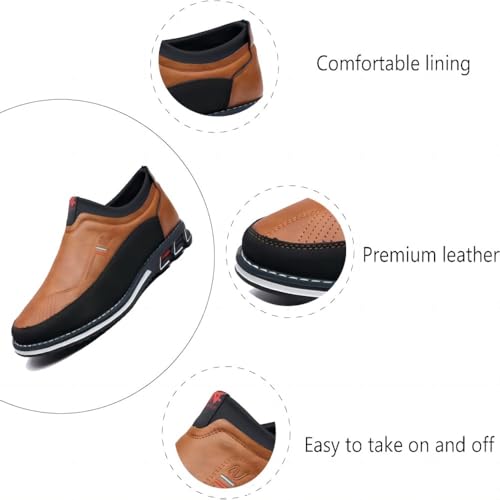 Asifn Men's Leather Casual Loafers Business Adjustable Breathable Comfortable Working Hand-Sewed Shoes3