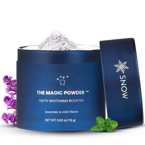 SNOW Magic Toothpaste Whitening Booster Powder - Teeth Whitening & Brightening Powder - Oral Care with Calcium Carbonate and Hydroxyapatite, Great Addition to Teeth Kits Lavender & Mint Flavor, 18g