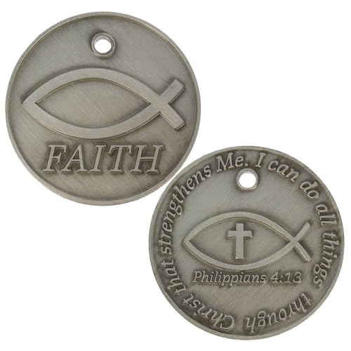 Sterling Gifts 3 All Things Through Christ Faith Jesus Fish Pocket Coins