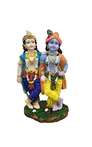 Sri Krishna Culture Polyresin And Marble Krishna-balram Murti Idol, 3", Multicolour