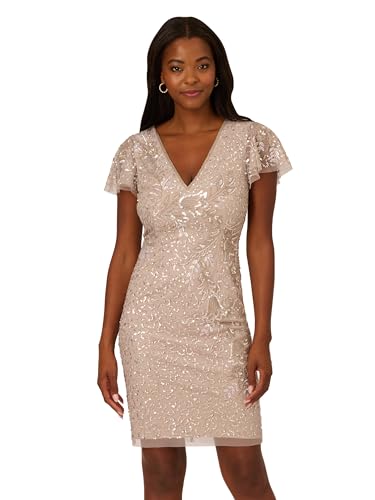 Adrianna Papell Women's Beaded Mesh Sheath Dress