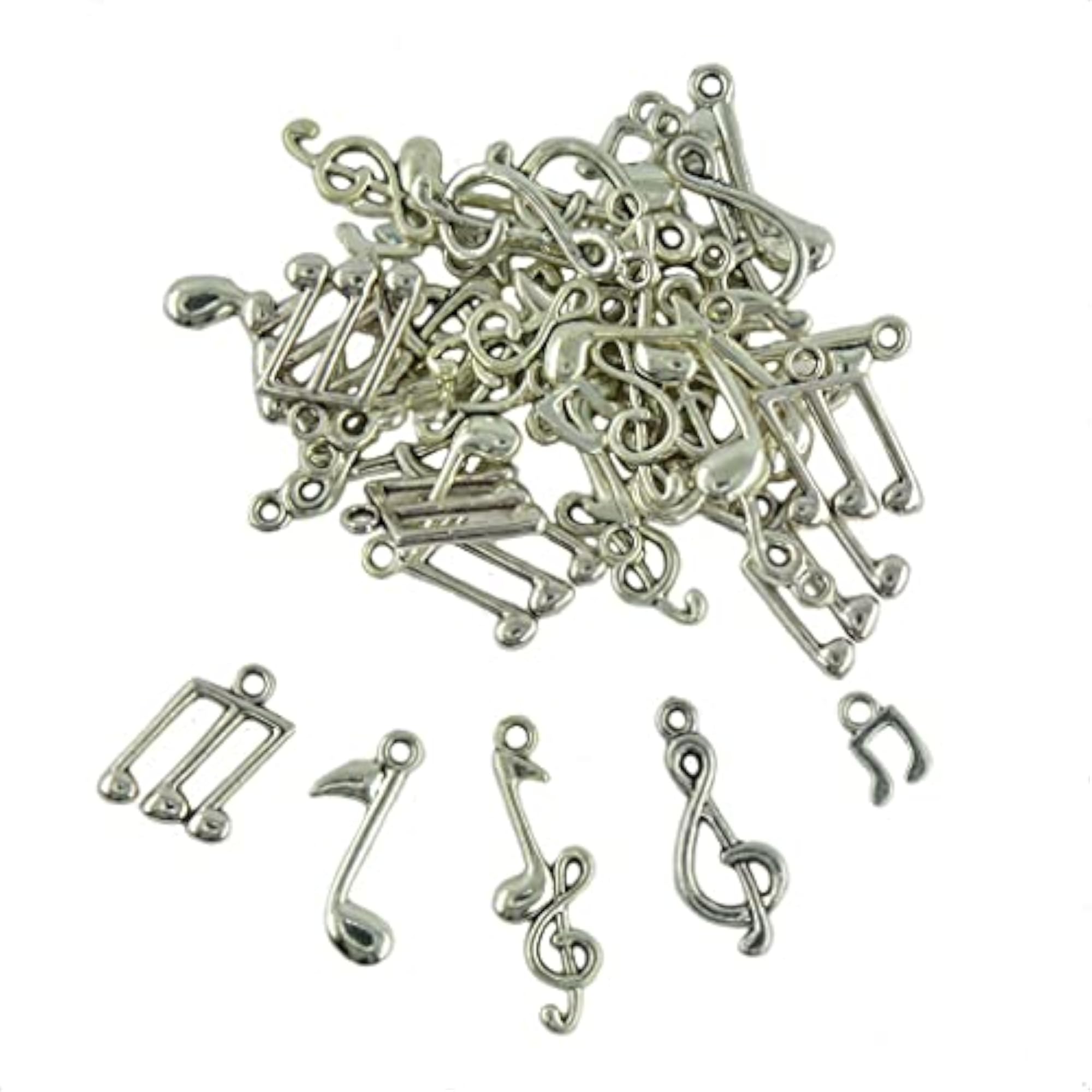 40 Pieces Tibetan Silver Mixed Music Note Charms Pendants