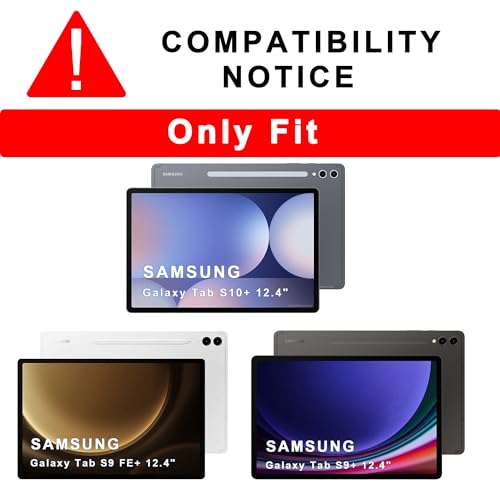 ROOFEI Galaxy Tab S9 FE+/S9+/S10+ Plus 12.4 inch Case Cover with QWERTZ Keyboard, Detachable Keyboard with Touchpad and 7 Color Lighting, Auto Sleep/Wake Stand