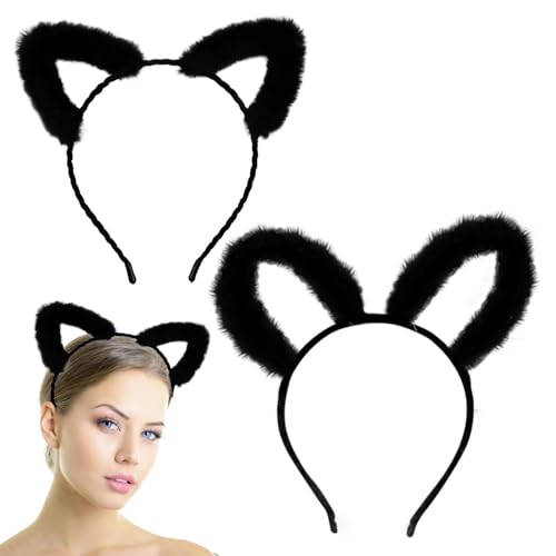 1 peça de diadema de orelha de gato e 1 peça de diadema de orelha de coelho, linda faixa de animais, acessórios para fotos, acessórios para disfarces de festa.