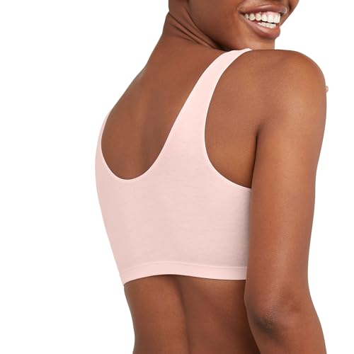 Image of Hanes Women's Pack, Cotton Scoopneck Bralette, Low-Impact Sports Bra, 3-Pack