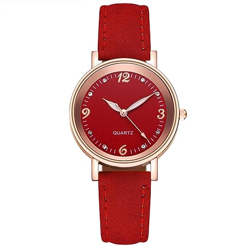 女性向けの読みやすい時計 - ゴールドウォッチレディース,ラインストーン付きラウンドウォッチ、読みやすい文字盤、レザーストラップ、誕生日パーティーに最適な絶妙な仕上がり。 Avfora