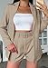 2 Piece Suits for Women Long Sleeve Solid Open Front Blazer Shorts with Belt Casual Elegant Business Suit Set Khaki