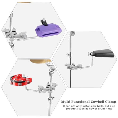 EASTROCK Cowbell Mount con Multi-Clamp y Tamborín miniatura 4