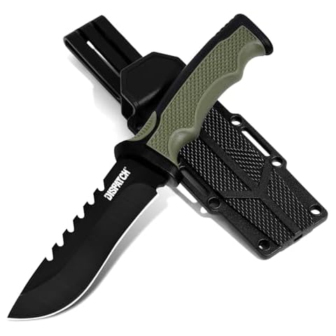 Dispatch Tactical Fixed Blade Knife with Sheath, 9 Inch Survival Hunting Knives with Non-Slip Handle for Outdoor Camping, Hiking, Bushcraft, EDC Cover