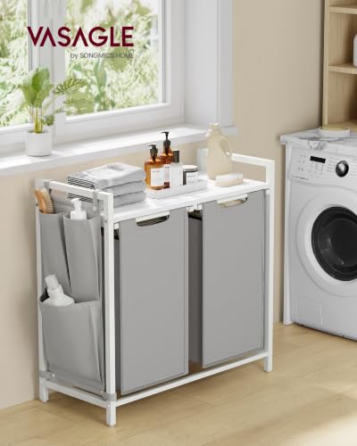 Image of VASAGLE Laundry Hamper with Shelf, 2 Pull-Out Bags, 2 x 12.1 Gallons (46 L)