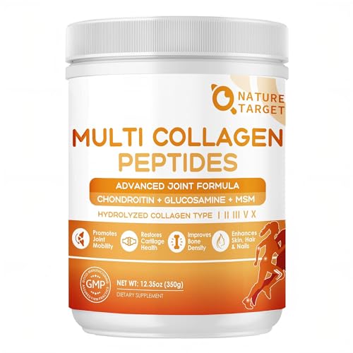 NATURE TARGET Multi-Collagen-Peptides-Powder for Joint Support, Hydrolyzed Collagen for Women