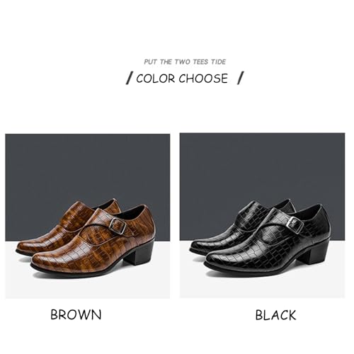 Men's Dress Oxford Shoes Chunky Heel Monk Strap Pointed Toe Slip On Western Cowboy Ballroom Prom Dress Oxford Shoes Classic Wedding Party Business Suit Shoes2