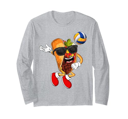 Funny Taco Playing Volleyball Sombrero Cinco De Mayo Fiesta Long Sleeve T-Shirt
