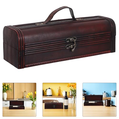 Caja de madera vintage para vino tinto con asa y protección antigolpes 7